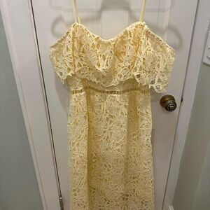 Astr Yellow Lace Midi Dress